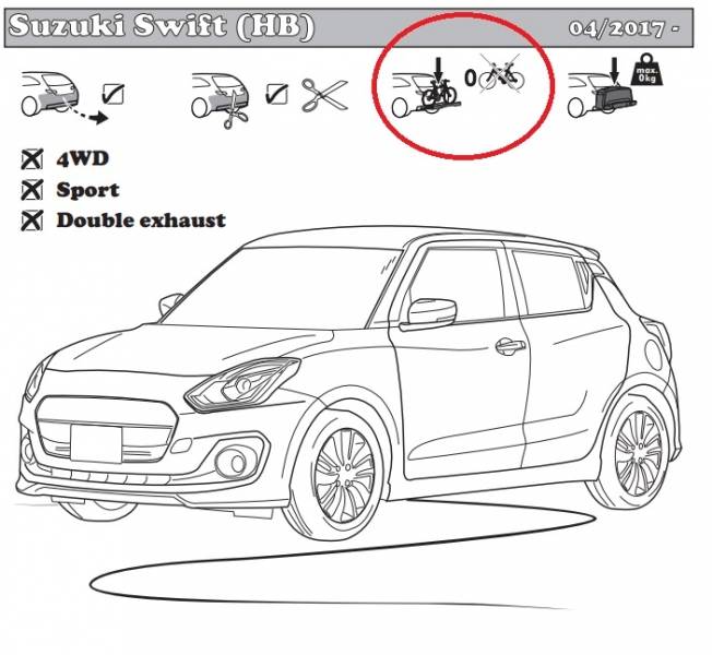 ORIS (Bosal) Suzuki Swift ferdehátú 2017 - (1000kg) Suzuki Swift IV 2017 - vonóhorog 1